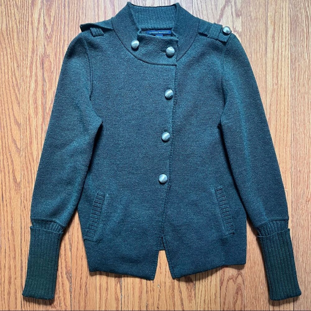 Banana Republic Olive Green Cardigan Womens Petite Small